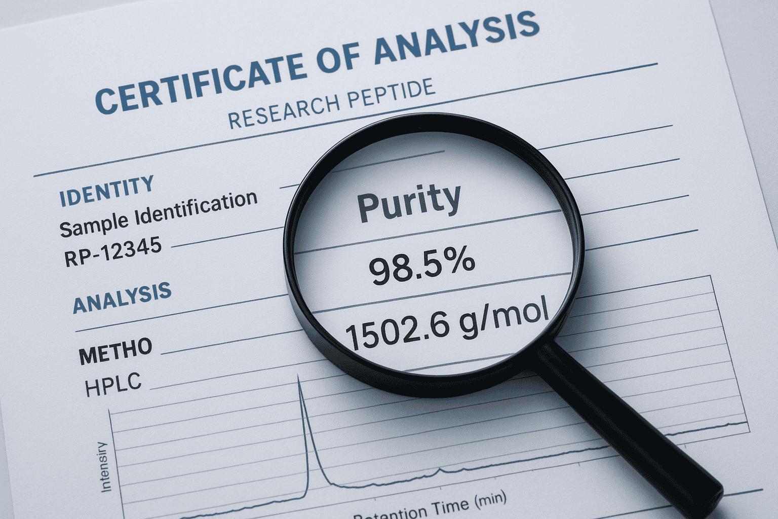 Certificate of analysis for research peptide quality