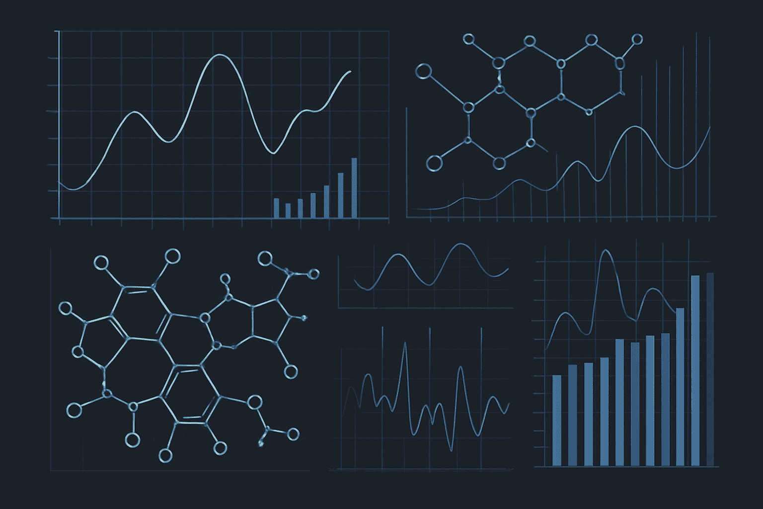 Scientific graphs and molecular structures related to peptide research.